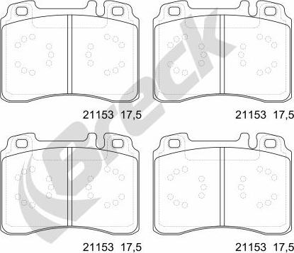 Breck 21153 10 701 20 - Kit de plaquettes de frein, frein à disque cwaw.fr