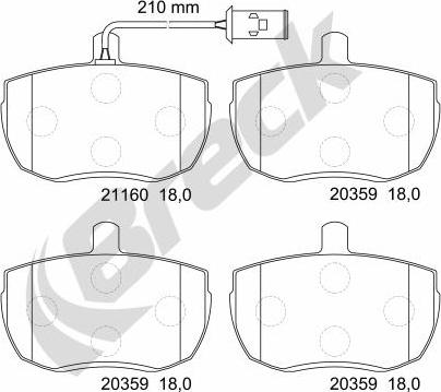 Breck 21160 00 701 10 - Kit de plaquettes de frein, frein à disque cwaw.fr