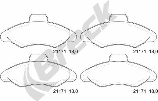 Breck 21171 00 702 00 - Kit de plaquettes de frein, frein à disque cwaw.fr