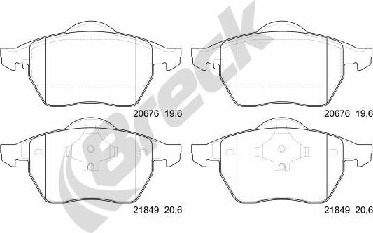 Breck 21848 00 701 00 - Kit de plaquettes de frein, frein à disque cwaw.fr