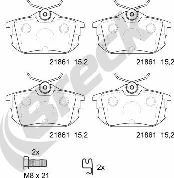 Breck 21861 00 704 10 - Kit de plaquettes de frein, frein à disque cwaw.fr