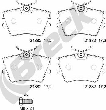 Breck 21882 00 704 00 - Kit de plaquettes de frein, frein à disque cwaw.fr