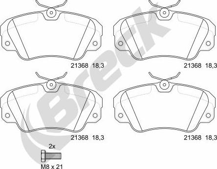 Breck 21368 00 701 00 - Kit de plaquettes de frein, frein à disque cwaw.fr