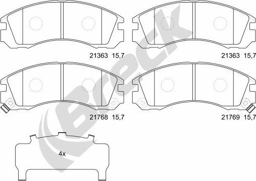 Breck 21363 00 701 10 - Kit de plaquettes de frein, frein à disque cwaw.fr