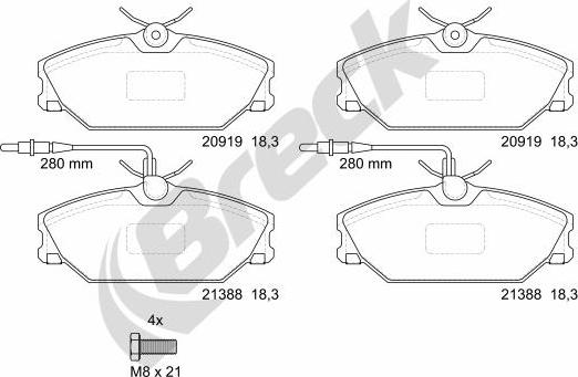 Breck 21388 00 702 10 - Kit de plaquettes de frein, frein à disque cwaw.fr