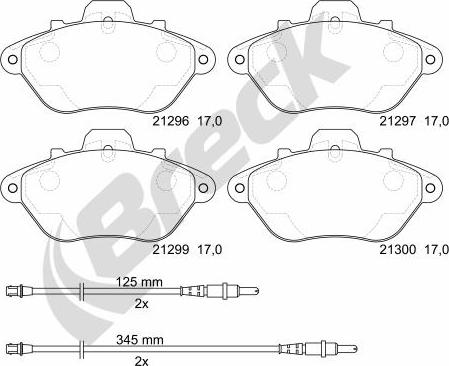 Breck 21296 00 701 10 - Kit de plaquettes de frein, frein à disque cwaw.fr