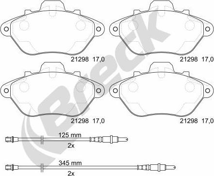 Breck 21298 00 701 10 - Kit de plaquettes de frein, frein à disque cwaw.fr