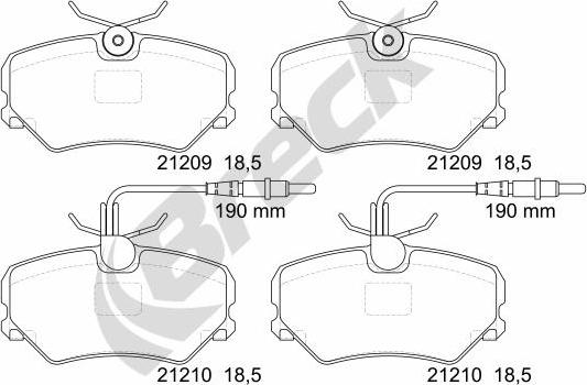 Breck 21209 00 501 10 - Kit de plaquettes de frein, frein à disque cwaw.fr