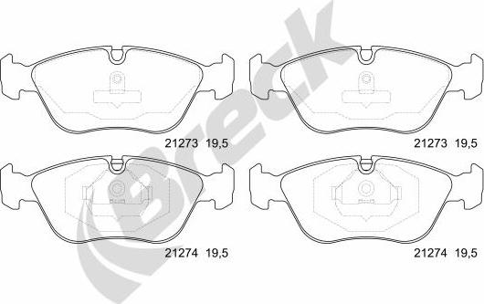 Breck 21273 00 701 00 - Kit de plaquettes de frein, frein à disque cwaw.fr