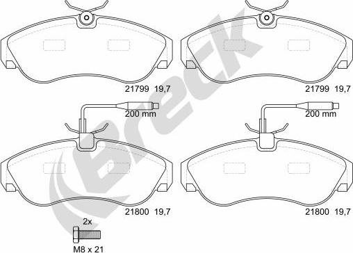 Breck 21799 00 703 10 - Kit de plaquettes de frein, frein à disque cwaw.fr