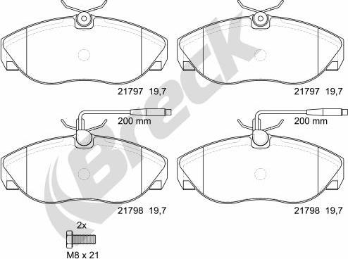 Breck 21797 00 703 10 - Kit de plaquettes de frein, frein à disque cwaw.fr