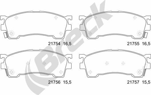 Breck 21754 00 701 10 - Kit de plaquettes de frein, frein à disque cwaw.fr