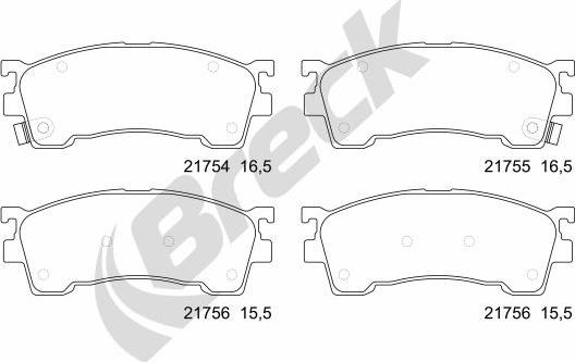 Breck 21755 00 701 10 - Kit de plaquettes de frein, frein à disque cwaw.fr