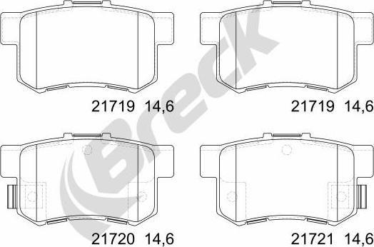 Breck 21719 00 704 00 - Kit de plaquettes de frein, frein à disque cwaw.fr