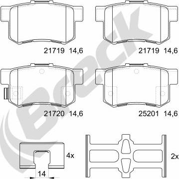 Breck 21720 00 704 00 - Kit de plaquettes de frein, frein à disque cwaw.fr