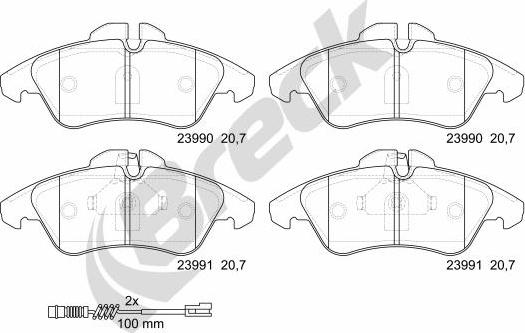 Breck 23990 00 703 10 - Kit de plaquettes de frein, frein à disque cwaw.fr