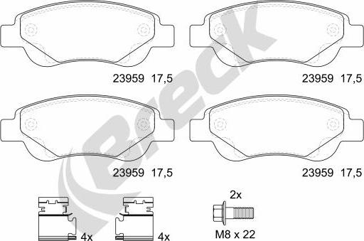 Breck 23959 00 702 00 - Kit de plaquettes de frein, frein à disque cwaw.fr