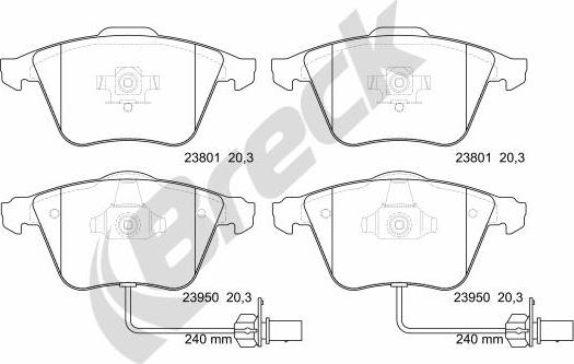 Breck 23950 00 552 10 - Kit de plaquettes de frein, frein à disque cwaw.fr