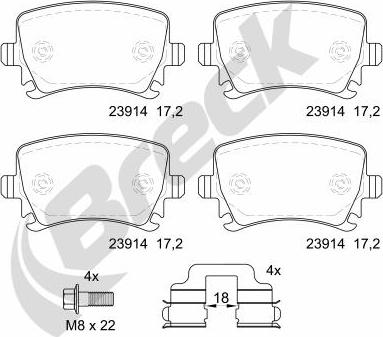 Breck 23914 00 704 00 - Kit de plaquettes de frein, frein à disque cwaw.fr