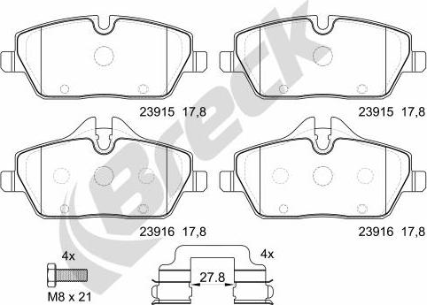 Breck 23915 00 701 00 - Kit de plaquettes de frein, frein à disque cwaw.fr