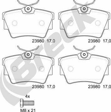 Breck 23980 00 703 00 - Kit de plaquettes de frein, frein à disque cwaw.fr