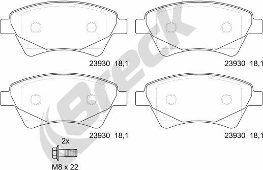 Breck 23930 00 702 00 - Kit de plaquettes de frein, frein à disque cwaw.fr