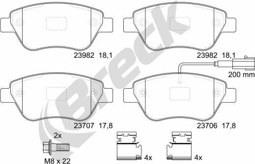 Breck 23979 00 701 10 - Kit de plaquettes de frein, frein à disque cwaw.fr