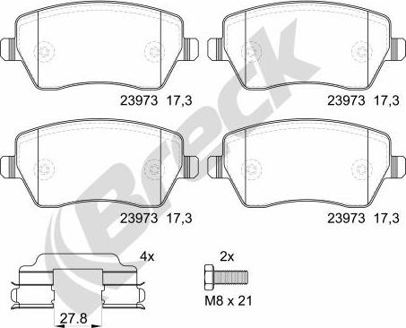 Breck 23973 00 651 00 - Kit de plaquettes de frein, frein à disque cwaw.fr