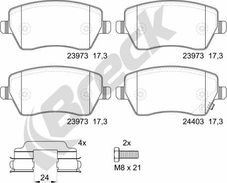 Breck 23973 00 702 10 - Kit de plaquettes de frein, frein à disque cwaw.fr