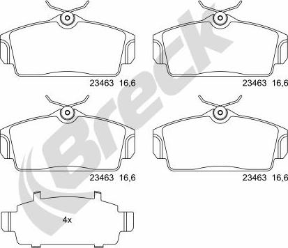 Breck 23463 00 701 00 - Kit de plaquettes de frein, frein à disque cwaw.fr