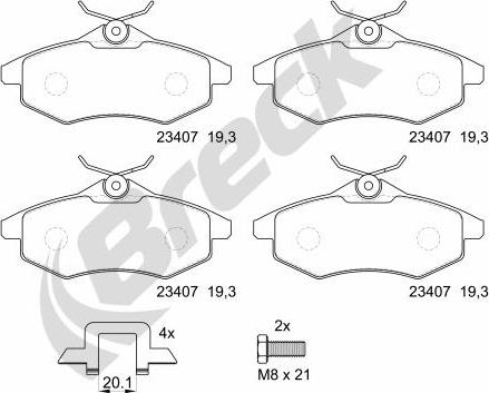 Breck 23407 00 702 00 - Kit de plaquettes de frein, frein à disque cwaw.fr