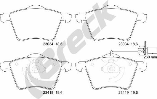 Breck 23418 00 703 10 - Kit de plaquettes de frein, frein à disque cwaw.fr