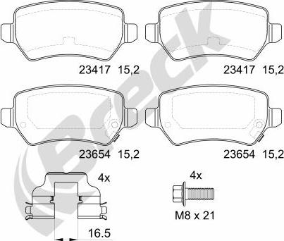 Breck 23417 00 704 10 - Kit de plaquettes de frein, frein à disque cwaw.fr