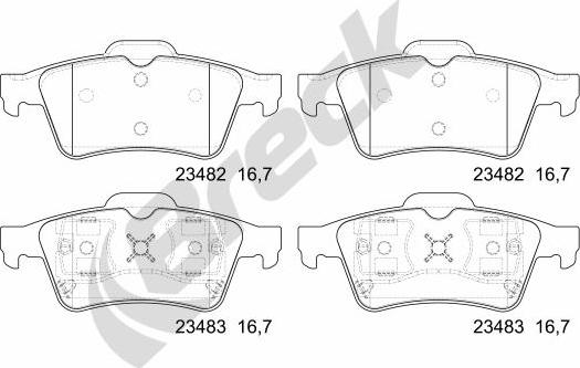 Breck 23482 00 702 00 - Kit de plaquettes de frein, frein à disque cwaw.fr