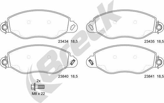 Breck 23434 00 703 10 - Kit de plaquettes de frein, frein à disque cwaw.fr