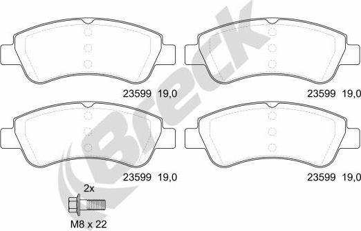 Breck 23599 00 701 00 - Kit de plaquettes de frein, frein à disque cwaw.fr