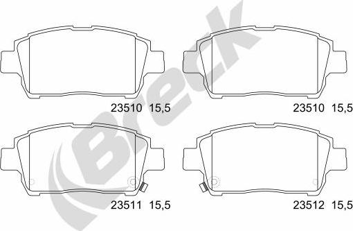 Breck 23510 00 702 10 - Kit de plaquettes de frein, frein à disque cwaw.fr