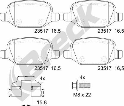 Breck 23517 00 704 00 - Kit de plaquettes de frein, frein à disque cwaw.fr