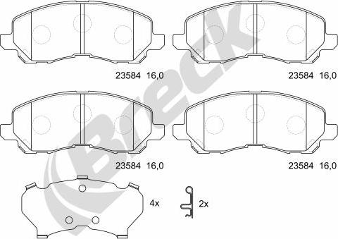 Breck 23584 00 701 00 - Kit de plaquettes de frein, frein à disque cwaw.fr