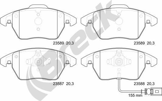 Breck 23587 00 701 10 - Kit de plaquettes de frein, frein à disque cwaw.fr