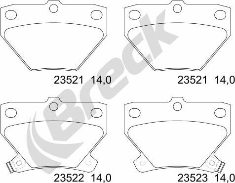 Breck 23521 00 704 10 - Kit de plaquettes de frein, frein à disque cwaw.fr