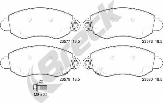 Breck 23577 00 703 10 - Kit de plaquettes de frein, frein à disque cwaw.fr