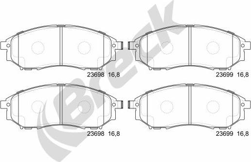 Breck 23698 00 701 00 - Kit de plaquettes de frein, frein à disque cwaw.fr