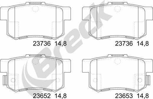 Breck 23652 00 704 00 - Kit de plaquettes de frein, frein à disque cwaw.fr