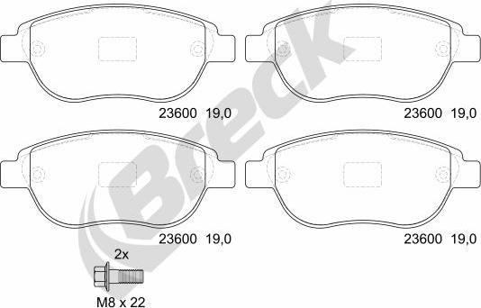 Breck 23600 00 701 00 - Kit de plaquettes de frein, frein à disque cwaw.fr