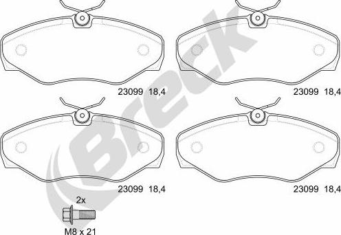 Breck 23099 00 703 00 - Kit de plaquettes de frein, frein à disque cwaw.fr