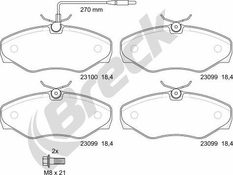 Breck 23099 00 703 10 - Kit de plaquettes de frein, frein à disque cwaw.fr