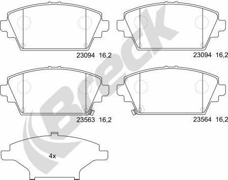 Breck 23094 00 701 00 - Kit de plaquettes de frein, frein à disque cwaw.fr