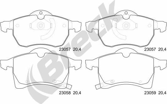 Breck 23057 00 701 10 - Kit de plaquettes de frein, frein à disque cwaw.fr