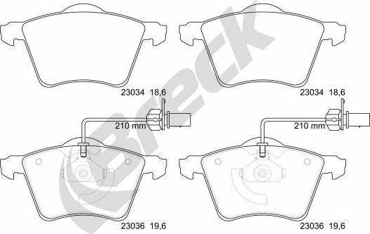 Breck 23034 00 703 10 - Kit de plaquettes de frein, frein à disque cwaw.fr